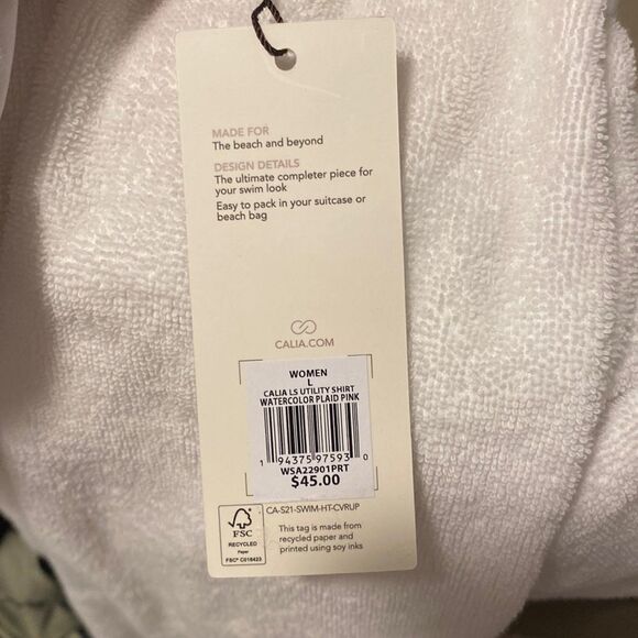 Calia by Carrie Underwood Watercolor Yellow Swim Coverup Utility Shirt NEW - Picture 14 of 16